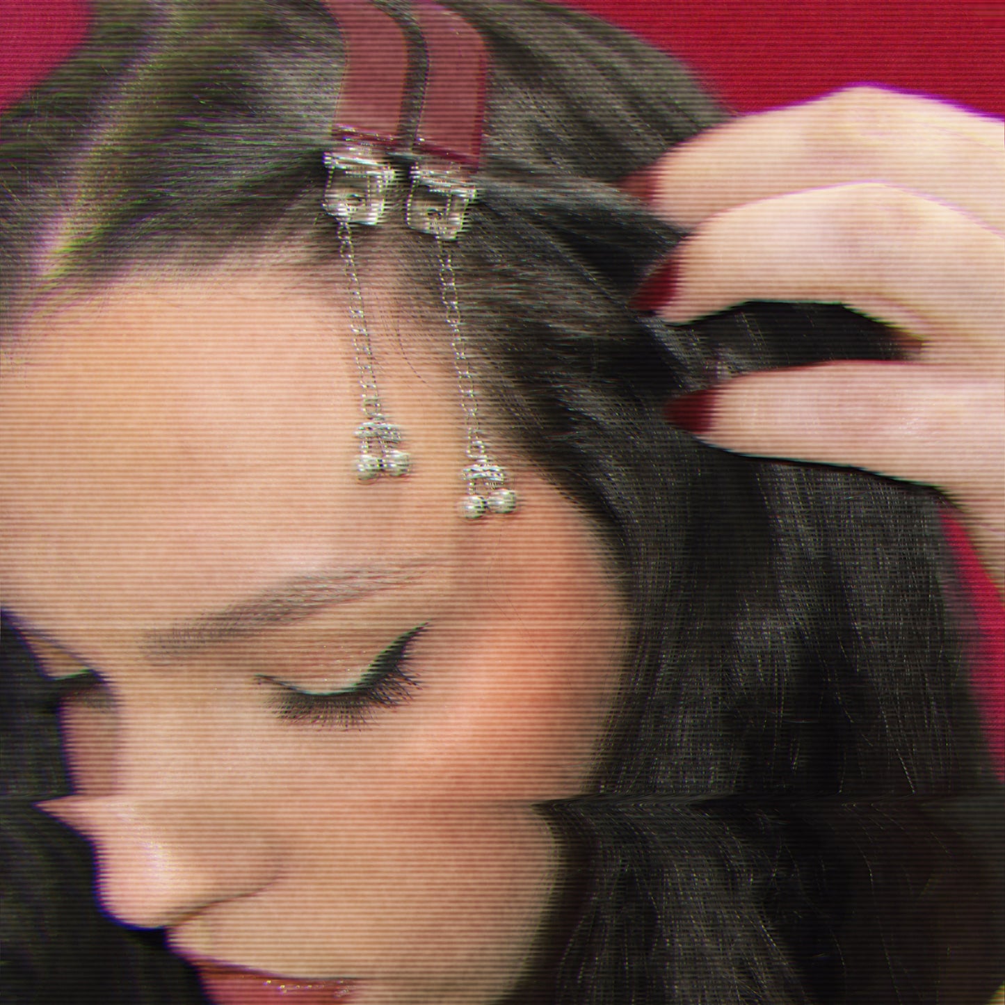 'dial-up' creaseless hair clips - cherry cutie