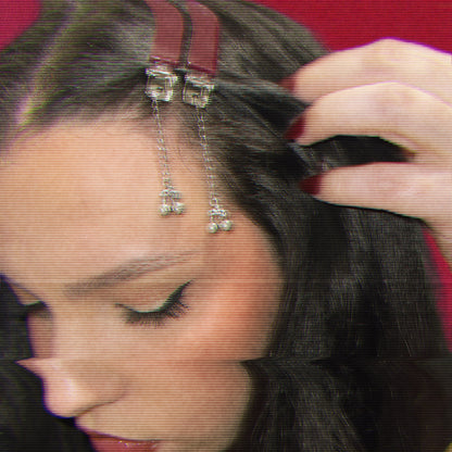 'dial-up' creaseless hair clips - cherry cutie