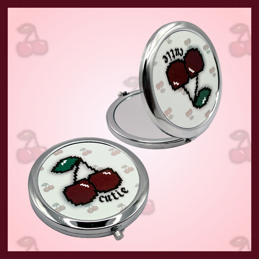 'me vs. the world' compact mirror - cherry cutie