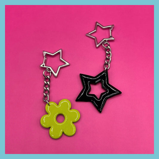 keychain with silver star clasp chain